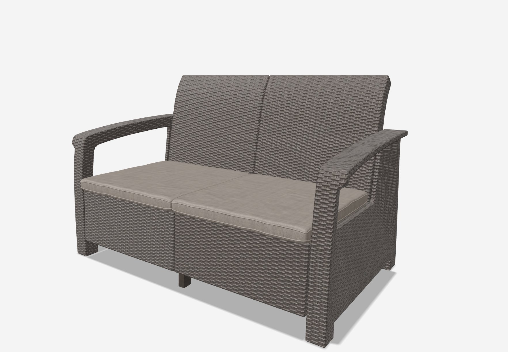 Rattan bahçe ikili koltuk 3D modeli